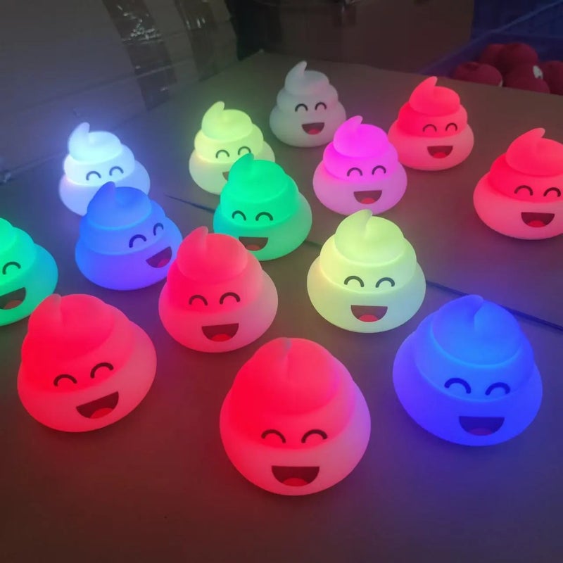 Bluejw Shit-Shaped LED Night Light - Rechargeable Silicone Mini Sleep Lamp - Touch Control Bedroom Light - Image 3
